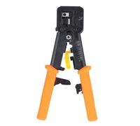 Herramienta de engaste RJ45 con paso a través para CAT6 y CAT5E, engarzadora de cables Ethernet todo en con cortador y pelacables para conectores RJ45 y RJ11 de 6P y 8P, constr (Naranja)