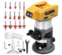 Herramienta de enrutador con batería DW de 20 V, enrutador de madera para 800 W 30000 RPM, 5 velocidades variables, enrutador inalámbrico de base fija, 15 brocas de enrutador de 1/4 pulgadas (batería