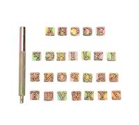 Herramienta de estampado de letras para cuero Juego de símbolos marcado único, letras en inglés, punzonado cuero, 26 sellos, juego aleación Zinc, herramientas artesanales for estampado Mental