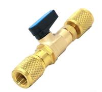 Herramienta de extracción de núcleo de válvula de aire acondicionado, adaptador de llenado de latón con válvula de bola de control, rosca de 1/4 pulgada para coche AC para servicio