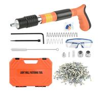 Herramienta de fijación de pared de clavos for pared de cemento, herramienta Manual de pistola de clavos de acero, Kit de disparo de clavos de hormigón con clavos for carpintería doméstica(Orange 60pc