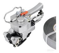 Herramienta de flejado alimentada por aire para correa de plástico de 13 a 19 mm de ancho, empacadora automática de mano con sello de fricción de fuerza de tracción de 3500 N, máquina de embalaje de