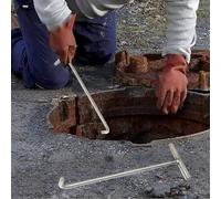 Herramienta de Gancho para alcantarillado con Mango en T, Elevador de Tapa de Rejilla de Drenaje, Gancho de Pulpa para Acceso a alcantarilla, abridor de persianas enrollables, 118 cm (46"),