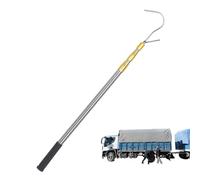 Herramienta de gestión de carga - Poste telescópico de acero inoxidable, gancho resistente, herramienta de alcance de cama extensible para tirar de lona, acceso al poste del techo, organizador