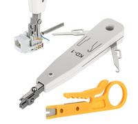 Herramienta de Impacto RJ45 - LSA Insertadora tipo para la Instalación de Módulo RJ45 - Cat 5/6/6a - IDC Herramienta de Montaje con Mini Pelacables (Gris)