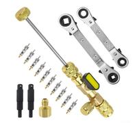 Herramienta de instalación de extracción de núcleo de válvula con adaptadores de puerto SAE dobles de 1/4 y 5/16 pulgadas para sistemas de refrigeración HVAC compatibles con R410A R22