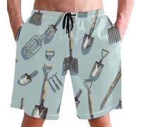 Herramienta De Jardinería Agrícola Horca Pala Rastrillo Shorts De Playa Casuales Bañador Hombre con Bolsillos Pantalones Cortos para Verano Surf Natación M