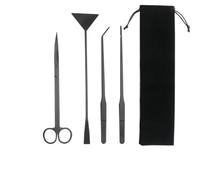 Herramienta de limpieza de acuarios, pinzas largas, espátula, tijeras, juego de limpieza de plantas acuáticas de acero inoxidable para acuarios, peceras (negro, 4 piezas)