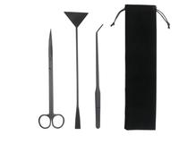 Herramienta de limpieza de acuarios, pinzas largas, espátula, tijeras, juego de limpieza de plantas acuáticas de acero inoxidable para acuarios, peceras (negro, 3 piezas)