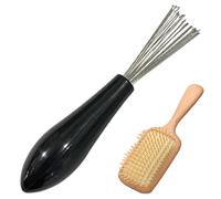 Herramienta de limpieza de cepillo para el cabello - limpieza de limpieza con mango de madera - rastrillo de limpieza de cepillo para el cabello, limpiador de peine para quitar
