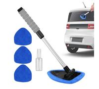 Herramienta de limpieza de ventanas de coche, 6 herramientas de limpieza de ventanas de coche, mopa de fibra de vidrio con mango retráctil, botella pulverizadora con 4 fundas de tela