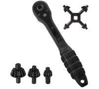 Herramienta de llave de mandriles, mecanismo de trinquetes 2 en 1 y juego de llaves 4 en 1, llave de trinquete rápida negra, herramienta de perforación, mandriles de taladro