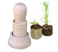 Herramienta de maceta de papel de madera - Base plegable giratoria, macetas duraderas para hacer material de periódico, proyecto de manualidades creativas, jardinería, cultivo, sostenible, respetuoso