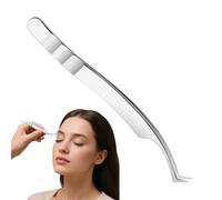Herramienta de maquillaje - Precision Curved Tip Tweezers, Professional Stainless Steel Anti Slip Eyelash Accessory for Women and Girls, Essential for Daily Grooming, Home Use, and Morning Date Prep