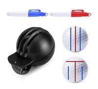Herramienta de marcador de pelota de golf, marcador de líneas de pelotas de golf de secado rápido, resistente a la decoloración, herramienta de alineación de impresión transparente con 2 bolígrafos
