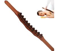 Herramienta de masaje con palo de madera Guasha, doble, 20 cuentas, palo de masaje, herramientas de madera, herramienta terapéutica Guasha para aliviar el de corporal, bronceado oscuro..