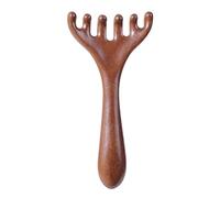 Herramienta de masaje de sándalo, peine de madera hecho a mano, mango largo, drenaje linfático, masajeador de acupuntura de cinco garras para aliviar la tensión muscular del cabello, madera de