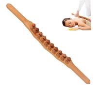 Herramienta de masaje Guasha con palo de madera de doble de 20 cuentas, instrumento de masaje para tratamiento de puntos, herramienta terapéutica Guasha con palo de madera, color bronce claro