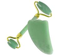 Herramienta de masaje natural Jade Roller Stone Real Jade Massager Green Jade Stone Guasha Set Gouache,2pcs Set A