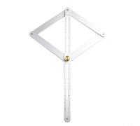 Herramienta de medición de inglete transportador de ángulo de acero inoxidable, regla de medición multiángulo para cortar azulejos, madera, ladrillos, 17,1 cm, color plateado