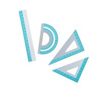 Herramienta de medición de precisión, regla de aluminio, colecciones, superficies, ingeniería, dibujo, aula, esencial, bordes redondos, juego de medición