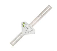 Herramienta de medición multifuncional de ángulo triangular de acero inoxidable con nivel, métrico y para escala imperial, para madera, azulejos, Gl