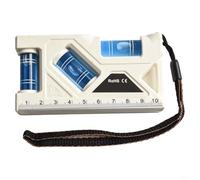 Herramienta de medición portátil 3 en 1 con nivel magnético, mini transportador y regla métrica para instalación de marcos de puerta de carpintería (105 mm), color blanco