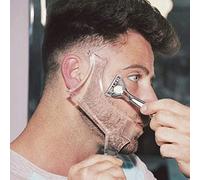 Herramienta de modelado de barba para hombre con peine incorporado, plantilla transparente, plantillas de peine para patillas de bigote, mandíbula, mejillas, línea del cuello, simétrico/curvo/corte