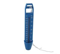 Herramienta de monitoreo de temperatura para agua de piscina, diseñada para flotar y mostrar escalas Fahrenheit y Celsius de hasta 120 F