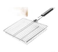 Herramienta de parrilla multiusos para pescado, pollo, maíz y verduras con rejillas estrechamente espaciadas para evitar que los alimentos se caigan (A)