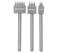 Herramienta de perforación de cuero, MAGT 3Pcs Prong Chisel Silver Tool Steel 2/4/6 Prongs DIY Hand-Made Leather Hole Puncher(4MM)