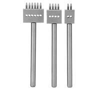 Herramienta de perforación de cuero, MAGT 3Pcs Prong Chisel Silver Tool Steel 2/4/6 Prongs DIY Hand-Made Leather Hole Puncher(6MM)