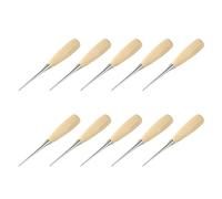 Herramienta de perforación multiusos para cuero, punzón de acero y mango ergonómico de madera, aguja de costura a mano, aguja de acolchado de cuero para manualidades