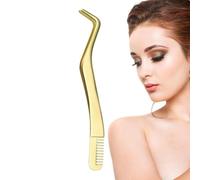 Herramienta de pestañas de acero inoxidable - Pinzas de extensión de pestañas curvadas, pinzas de extensión de pestañas para pestañas postizas, aplicador profesional para colocación de pestañas de
