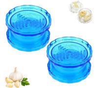 Herramienta de picadora de jengibre y torcedora de jengibre manual transparente, duradera sin BPA con mango giratorio ergonómico para trituración de cebolla y ranura sin esfuerzo (azul)