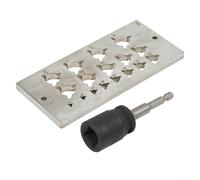 Herramienta de placa de clavija para una alineación precisa del orificio al instalar Hettich de césped o sistemas similares de bisagra oculta de 35 mm (B)