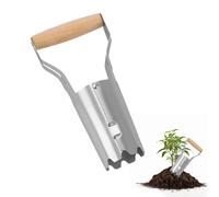 Herramienta de plantador de bulbos de acero para plantar bulbos, 6 cm de diámetro, tierra pesada, 10 cm de profundidad con mango de resorte, acero chapado en cromo, herramienta de mano para plantas de
