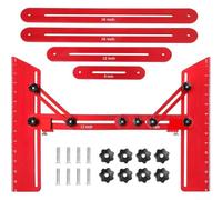 Herramienta de plantilla multiusos para peldaños de escalera con longitud ajustable y bloqueo de ángulo seguro para medidas precisas de peldaños de escalera, elevador y alféizar de ventana (rojo)