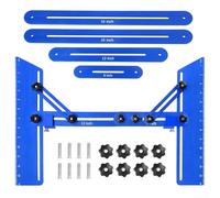 Herramienta de plantilla multiusos para peldaños de escalera con longitud ajustable y bloqueo de ángulo seguro para medidas precisas de peldaños de escalera, elevador y alféizar de ventana (azul)