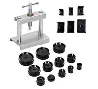 Herramienta de prensa de reloj, cierre de caja de metal, 18 piezas, 1 juego de prensa de plástico y metal, posicionamiento de prensa de reloj, lo que lo hace accesible incluso para principiantes