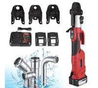 Herramienta de prensa de tuberías de acero inoxidable, herramienta de crimpado eléctrica de 18 V con 3 mandíbulas, batería de 4.0 Ah y bolsa de almacenamiento, crimpadora hidráulica inalámbrica