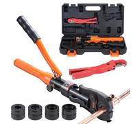Herramienta de prensado hidráulica de tuberías VEVOR para accesorios de tubos de cobre, alicates de prensado con mordazas de cambio rápido TH16, TH20, TH26, TH32, kit de prensa giratorio de 360° para