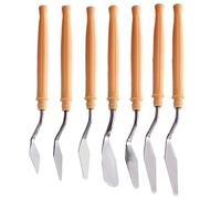 Herramienta de raspador de pintura artística, cuchillos de paleta de pintura al óleo, cuchillo de paleta, kit de cuchillos de espátula de arte de 7 piezas, mango de madera, accesorios de pintura al
