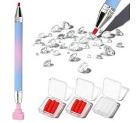 Herramienta de recogida de diamantes de imitación, lápiz de cera recargable con 9 recargas de cera adicionales, herramienta de recogida de diamantes de imitación, uñas de piedras preciosas