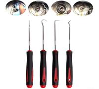 Herramienta de recogida y gancho de coche para sello de aceite para extractor de anillos y juntas con múltiples ganchos en ángulo y ejes de acero endurecido con mango de plástico (4#)