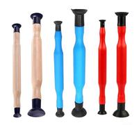 Herramienta de rectificado de válvula de motor cilíndrico, con ventosa y mango de madera, para lapeado manual de válvulas y asientos en motores de coche, varios tamaños (rojo)