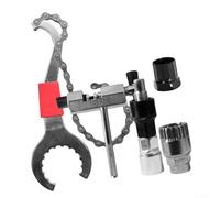 Herramienta de reparación de bicicleta de acero al carbono para eje central, volante, cadena y desmontaje de manivela, kit de mantenimiento de ciclismo multifunción compacto, plateado (F)