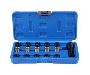 Herramienta de Reparación de Roscas de Bujías de 16 Piezas con Grifo M16 X 1,25, M14 X 1,25 Mm Kit de Reparación de Roscas de Bujías de Coche para Reparar Roscas de Bujías, con