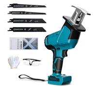 Herramienta de sierra alternante inalámbrica para batería Makita de 18 V, sierra alternativa eléctrica sin escobillas ConBlom 0-3500 RPM, 4 hojas de sierra para metal, madera, corte de PVC (solo