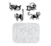 Herramienta de silicona para Halloween, diseño de calavera, para llaveros de resina, colgantes, joyas, materiales de grado alimenticio, calavera, gatos, silicona